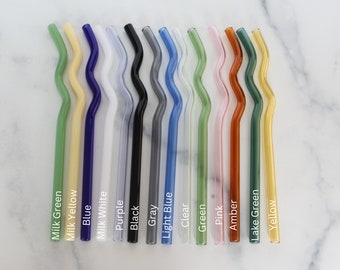 Wavy Coffee Glass Straws | Reusable Glass Straws | Straw for Coffee Glass | Clear Glass Straws | Iced Coffee Straw | Coffee Glass Straw