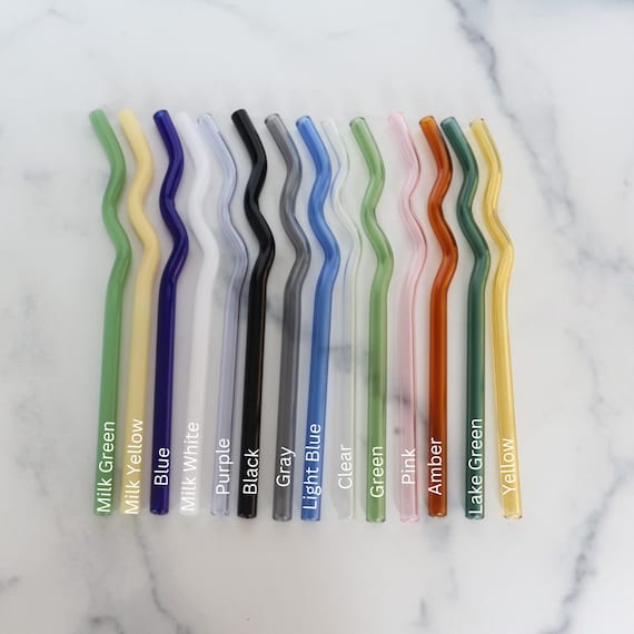 Wavy Reusable Glass Straws