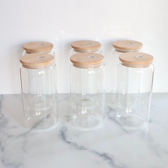 glass cups with bamboo lids wholesale