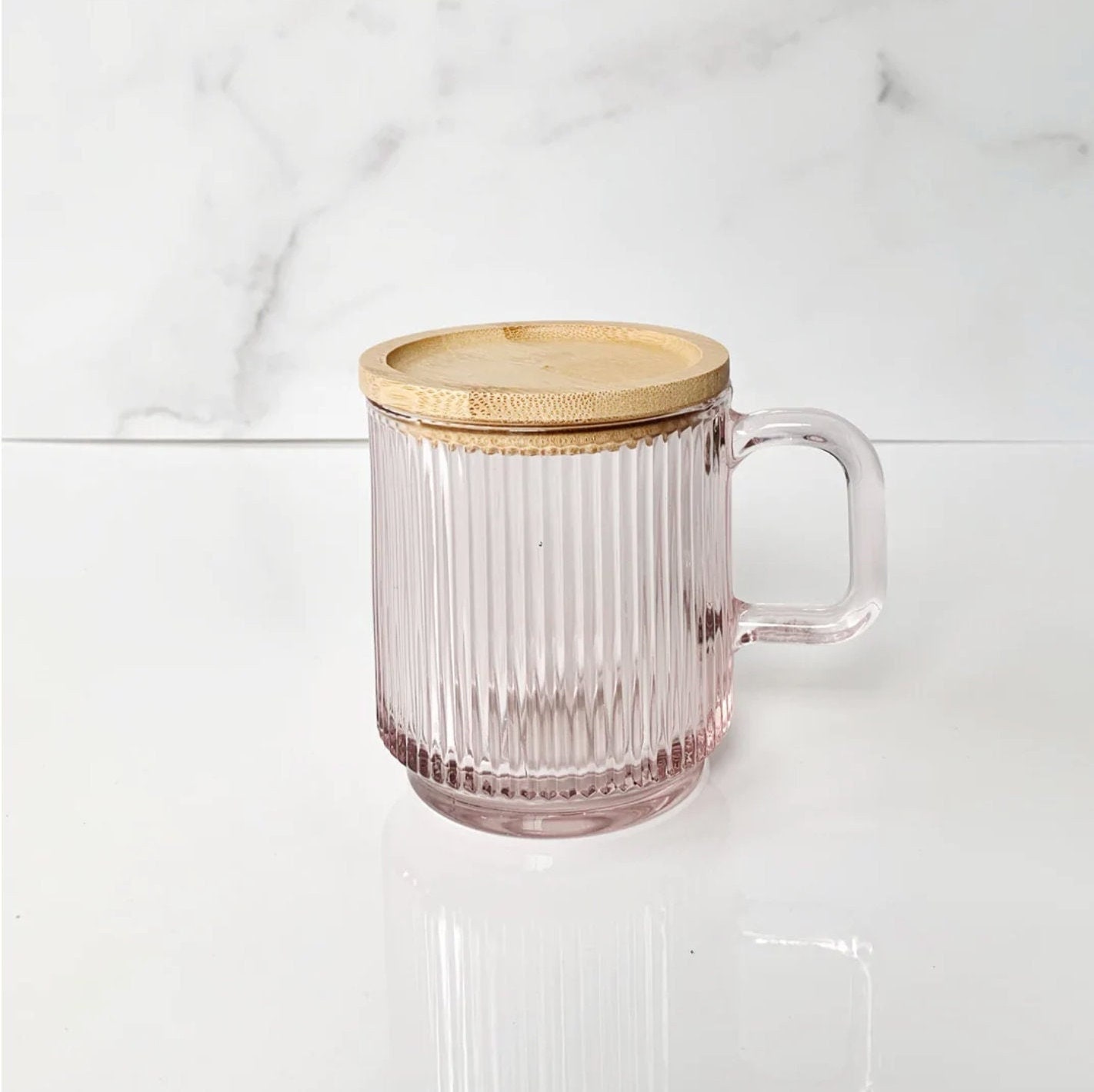 AISTON 11 oz Vintage Ribbed Clear Glass Coffee Mugs