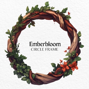 Emberbloom Wald Kreis Rahmen PNG Dnd Clipart Token Border Scrapbooking/RPG Journals Charakter Portrait Rahmen Clip Art für Fantasy pfp