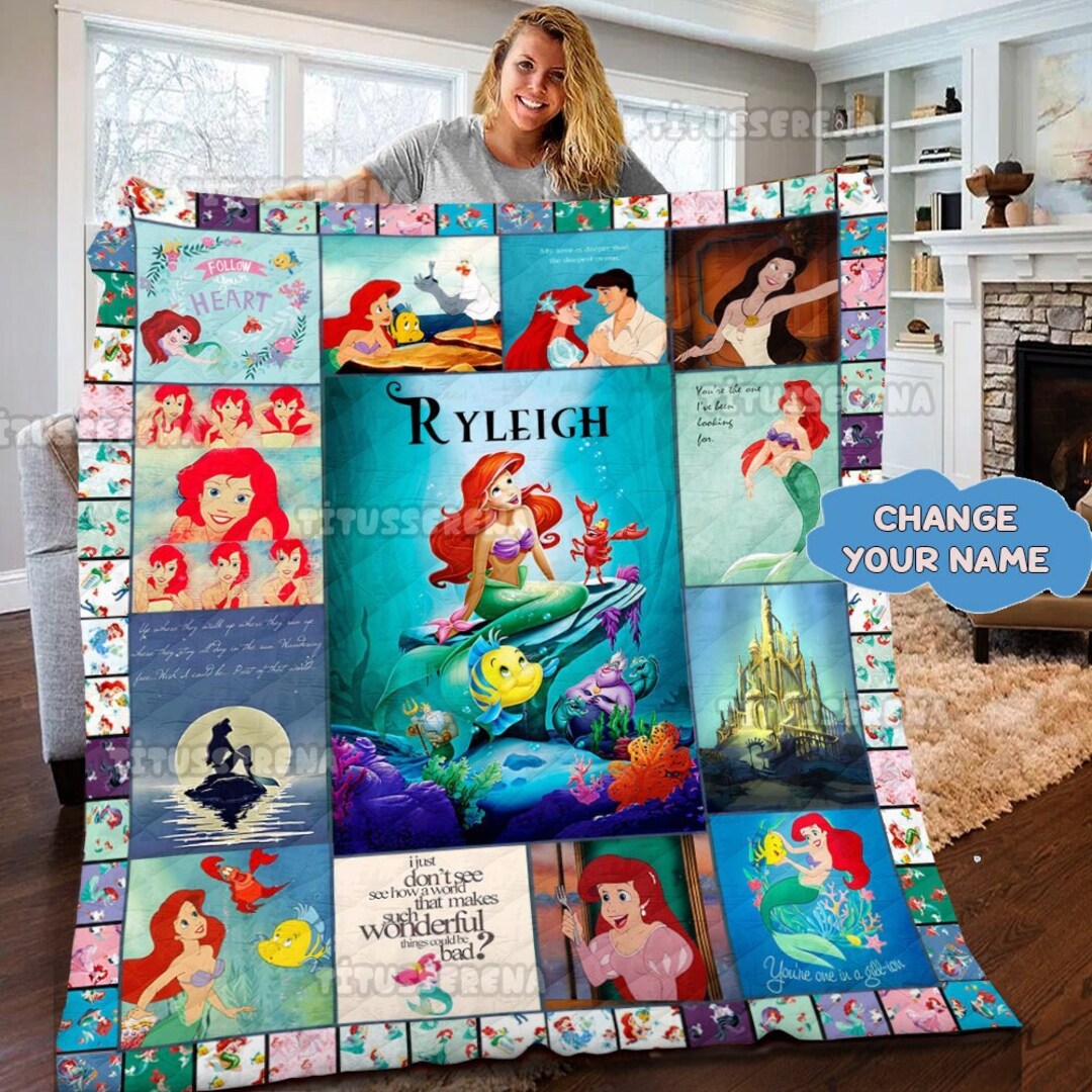 The Little Mermaid Blanket Ariel Birthday Fleece Blanket Etsy