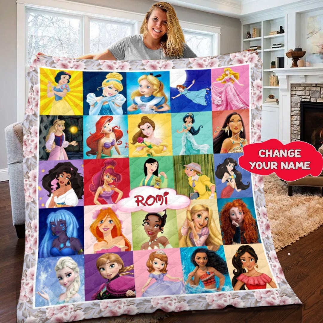 Personalized Disney Princess Fleece Blanket Princess Blanket Etsy