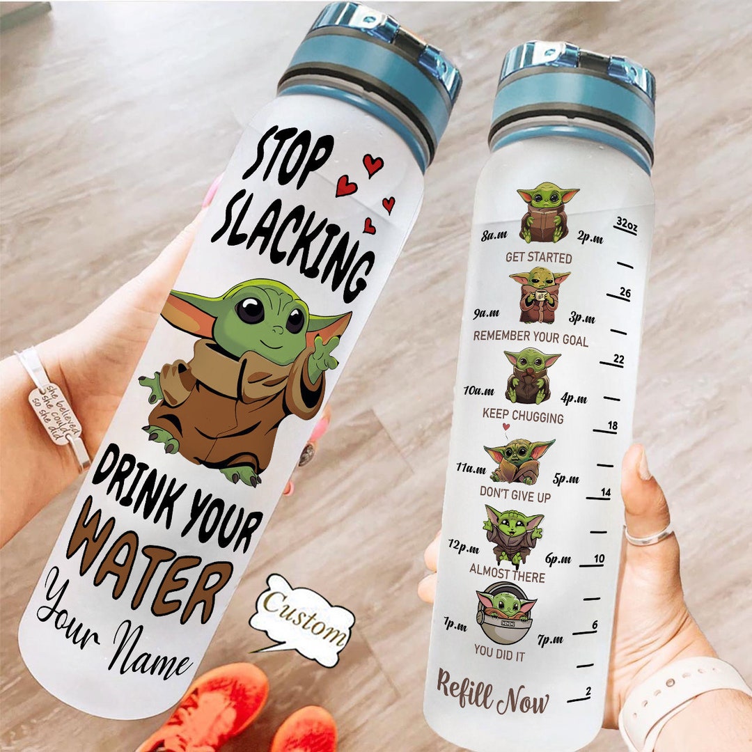 Baby Yoda Water Tracker Bottle Baby Yoda 32oz Water Bottle Etsy