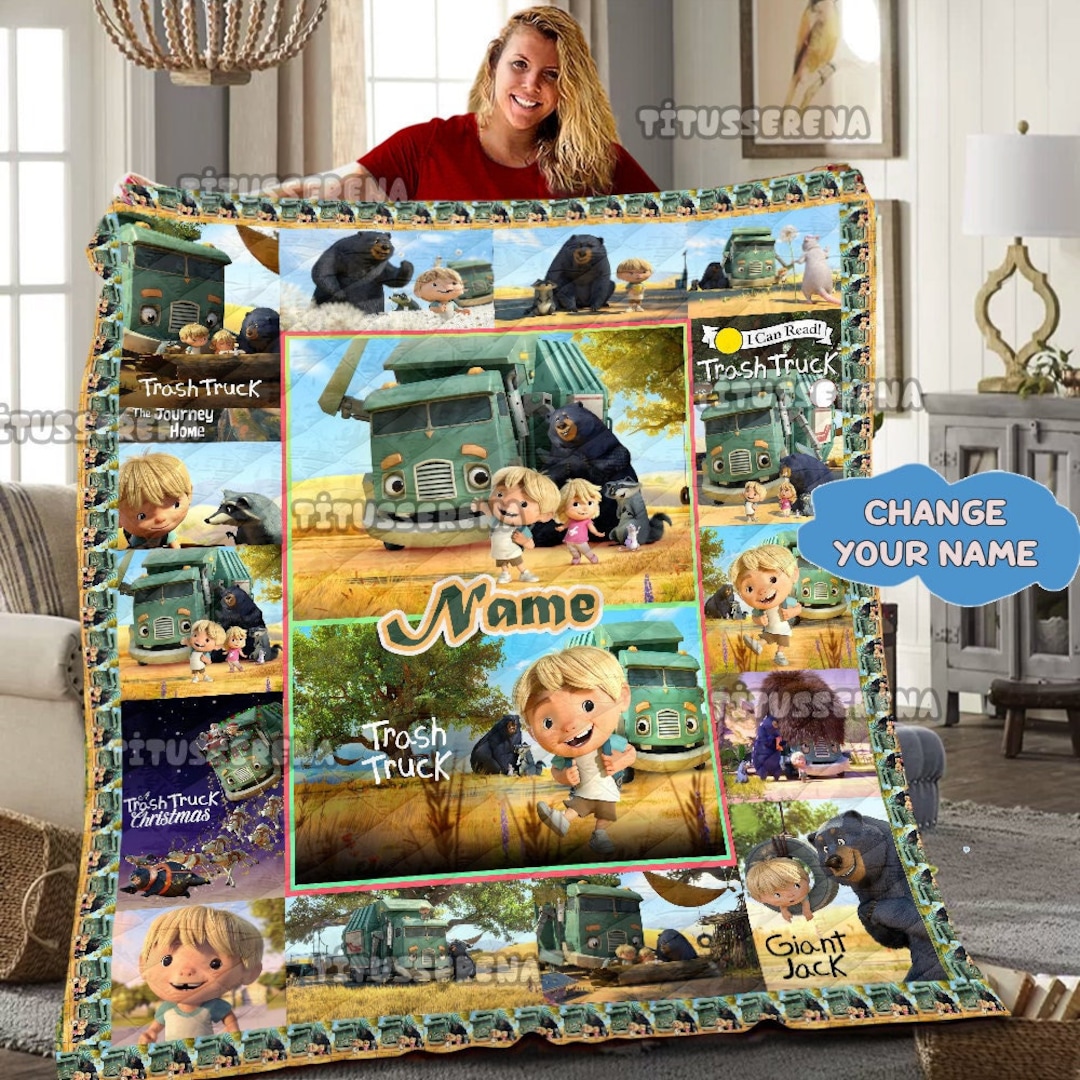 Personalized Trash Truck Quilt Blanket Trash Truck Fleece Etsy