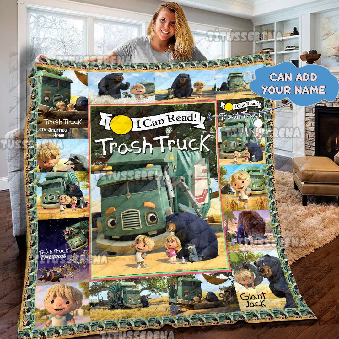 Personalized Trash Truck Quilt Blanket Trash Truck Fleece Etsy