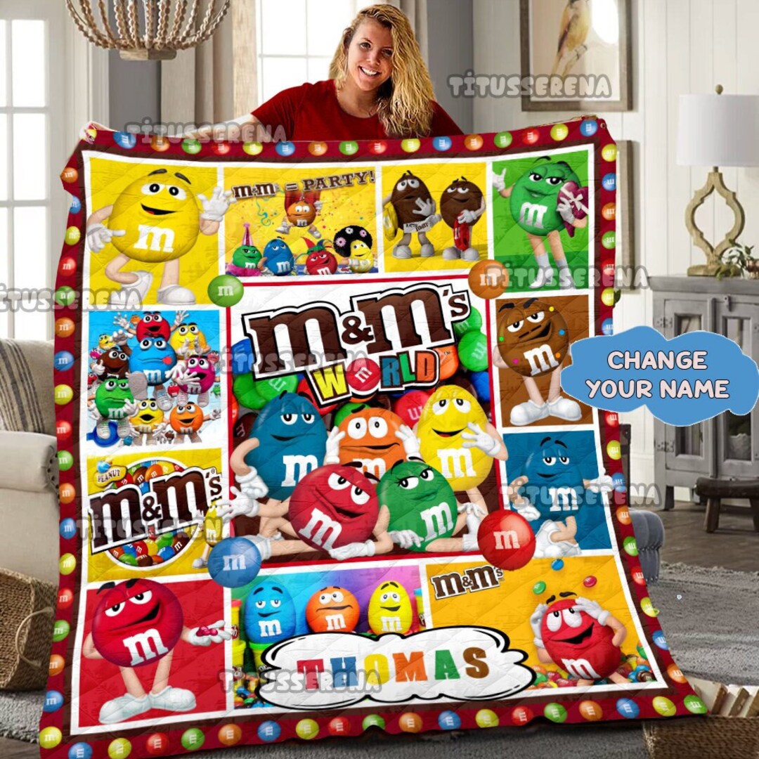 Personalized M and M Quilt M&m's World Fleece Blanket M Etsy
