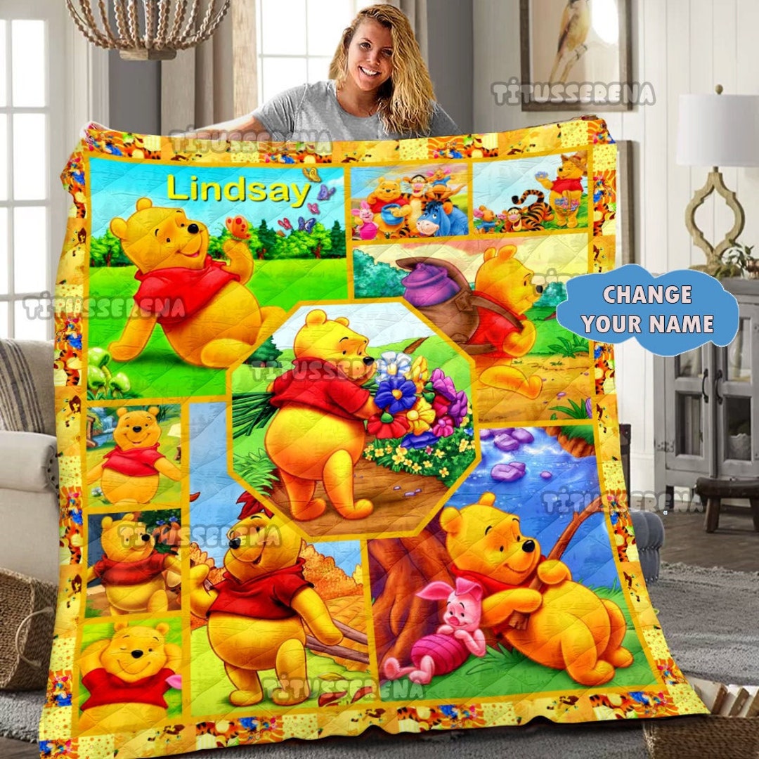 Personalized Winnie the Pooh Quilt Blanket Pooh Bear Blanket Etsy