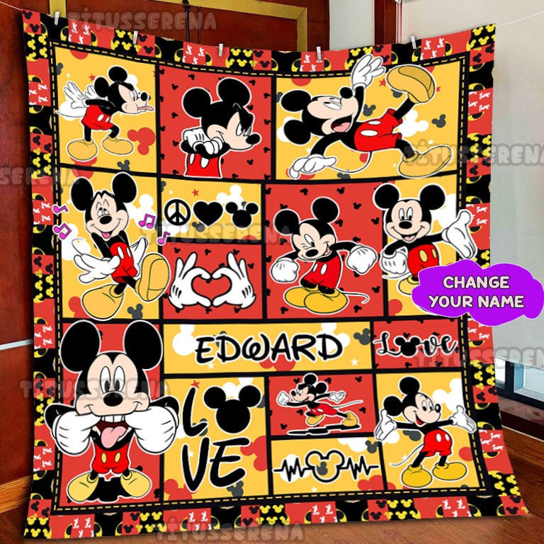 Personalized Mickey Mouse Fleece Blanket, Mickey Mouse Fleece Blanket