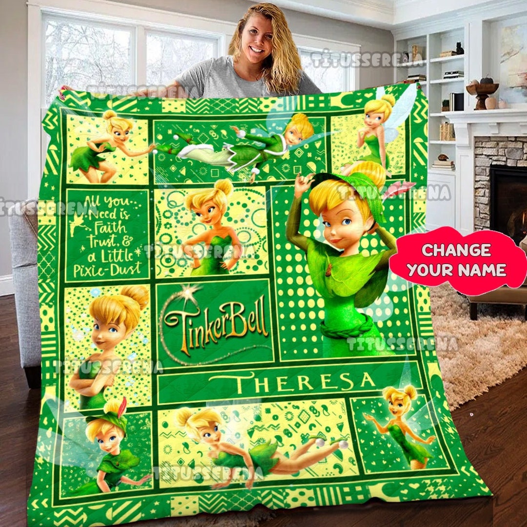 Disney Tinkerbell Quilt Fleece Blanket Tinkerbell Water Etsy