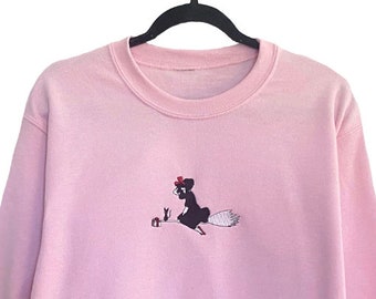 Sudadera con cuello redondo y bordado de Kiki's, estilo anime. Ideal para regalo o envío.