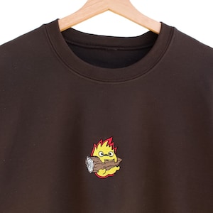 Cute Calcifer! Embroidered Crewneck | Anime Themed Sweatshirt, Pullover, Gift