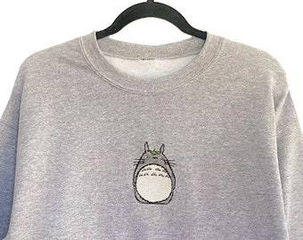 Cute Totoro! Embroidered Crewneck | Anime Themed Sweatshirt, Pullover, Gift