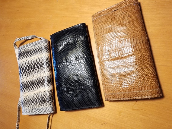 Lot of 3 Vintage Snake Skin Clutch Purses - image 1