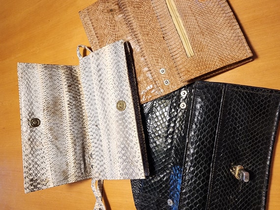 Lot of 3 Vintage Snake Skin Clutch Purses - image 2