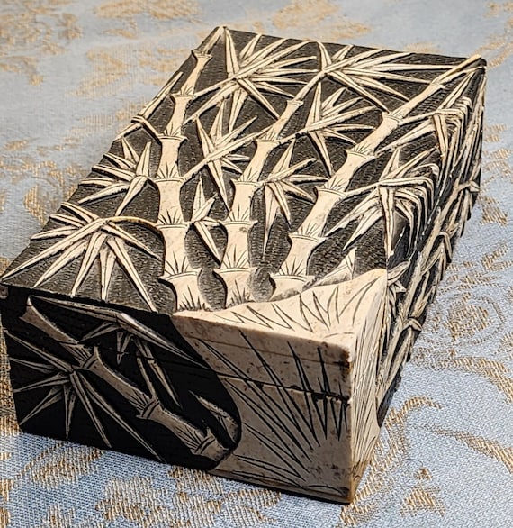 Hand Carved Marble Box Bamboo Motif