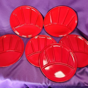 lot of 6 Japanese Sectioned Enamel Plates