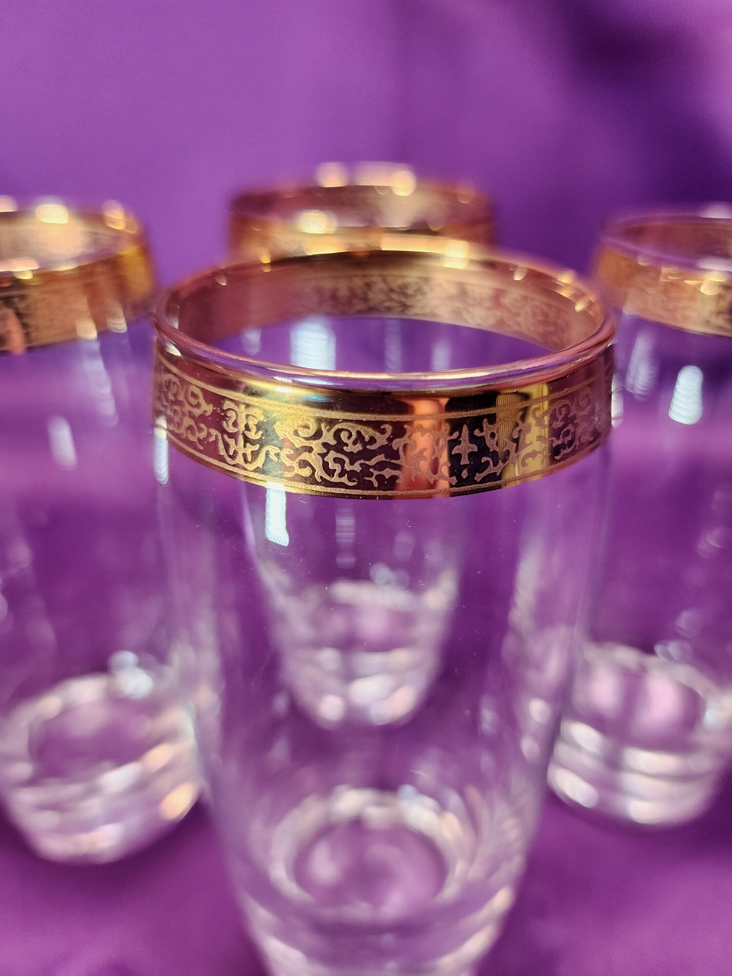 60s Gold Rim Drinking Glasses Etsy