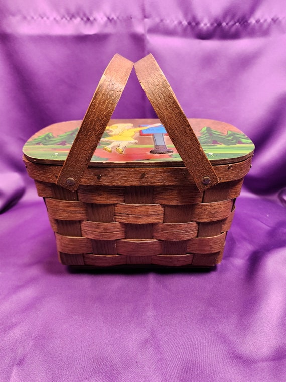 Vintage Carved and Hand-Painted Hand-Made Picnic … - image 1