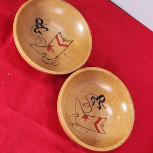 2 Vintage Japanese wooden Cowboy Bowls
