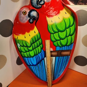 Vintage Paper Mache Parrot Tray