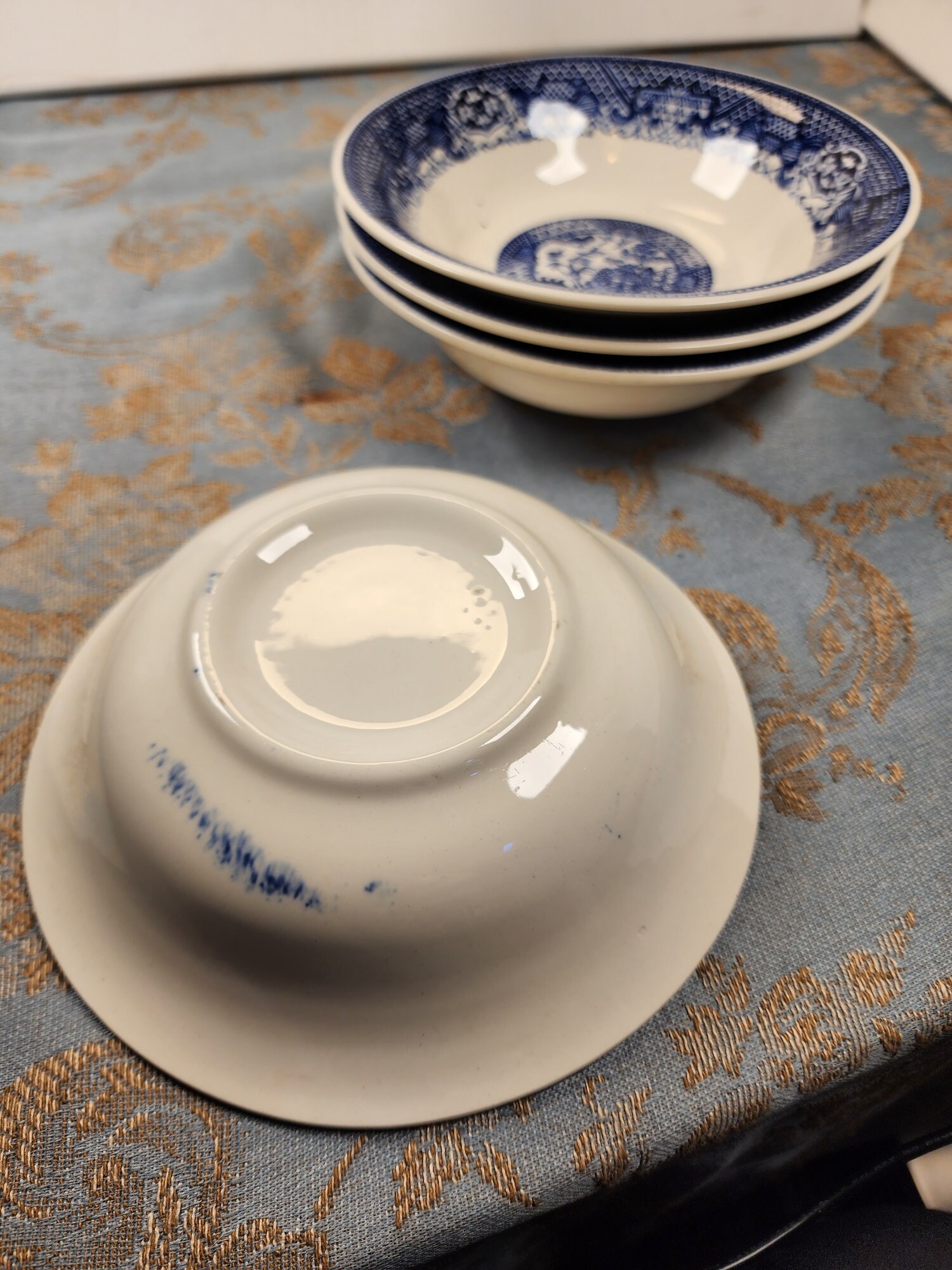 4 Vintage Blue Willow Cereal Bowls Etsy
