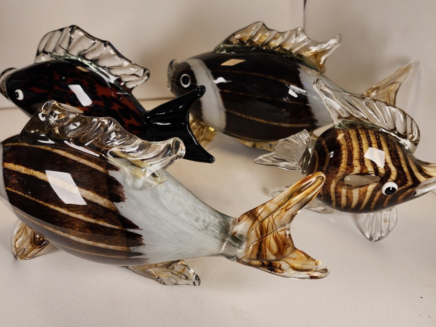 イタリーmurano 硝子 金彩 跳ねる魚 工芸品