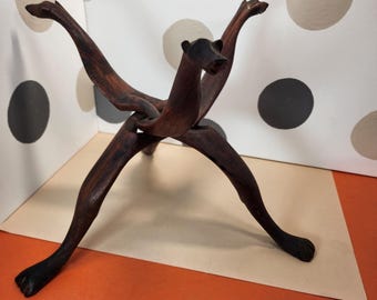 Cool African hand carved animal theme platter or table base