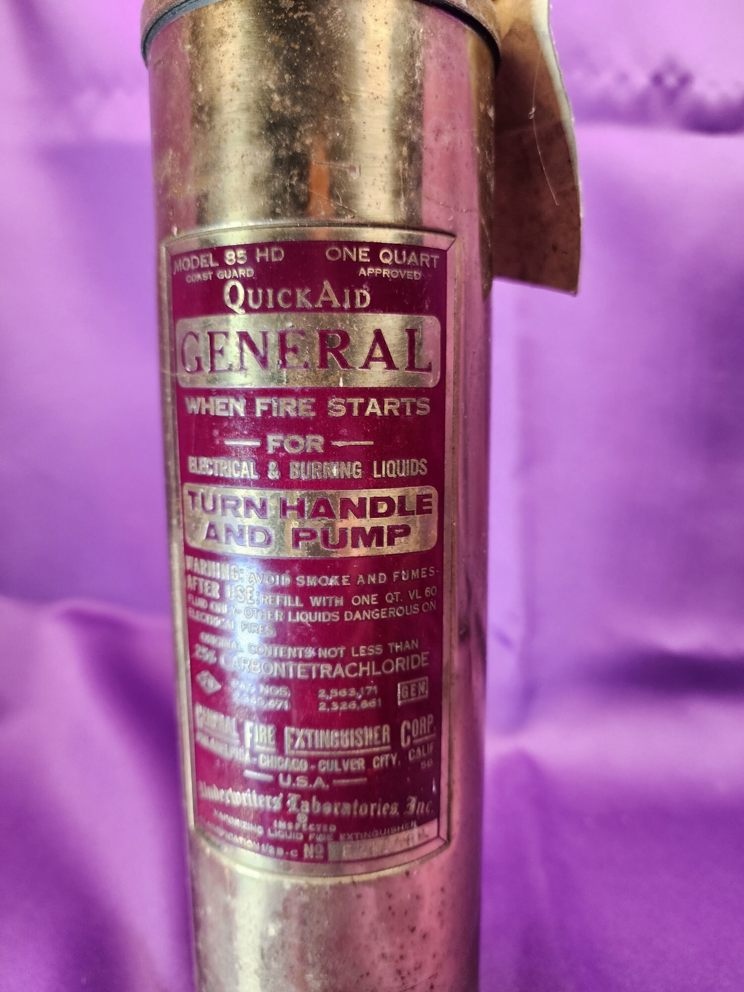 Brass General Fire Extinguisher With Original Bracket Etsy