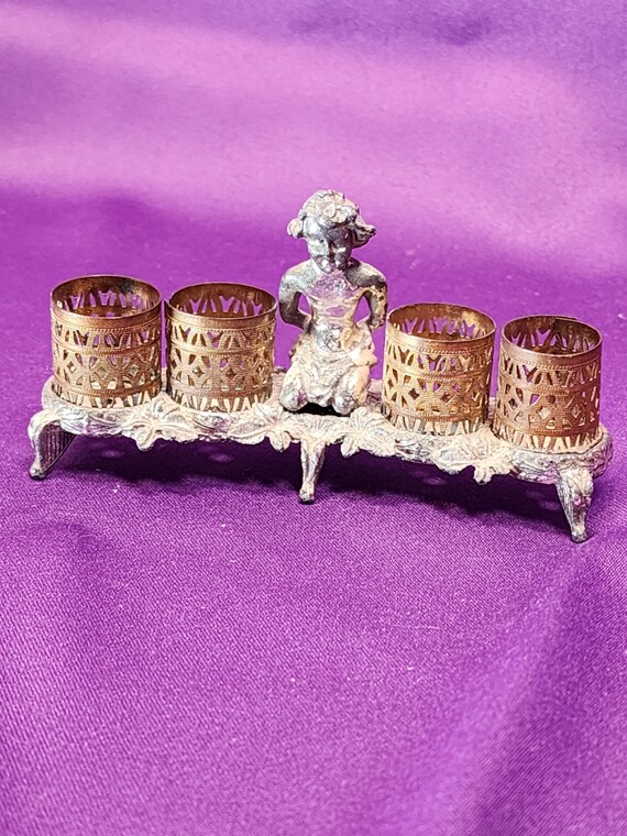 Vintage Lipstick Holder Cherub Filigree Clear Rhinest… Gem