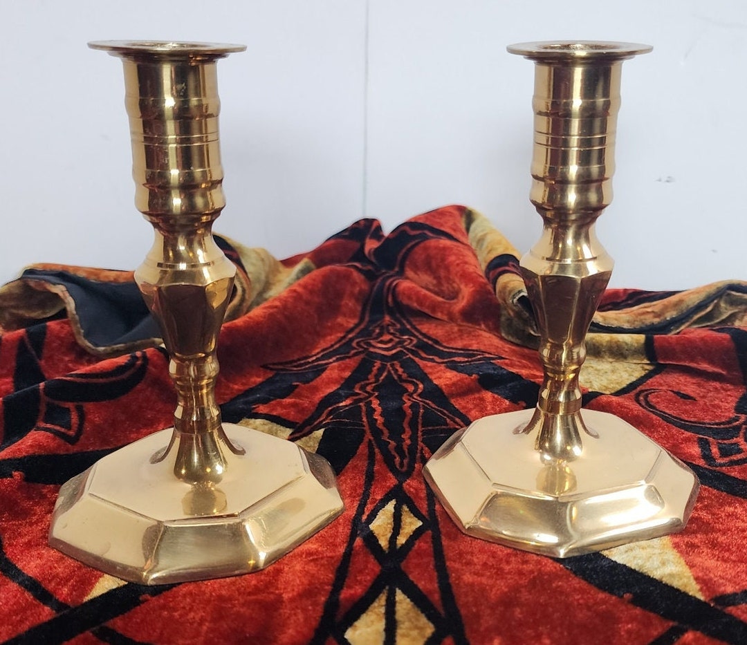 Vintage Solid Brass Candlestick Holders Etsy