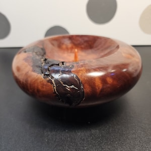 Vintage Turned Redwood Burl Candle Holder