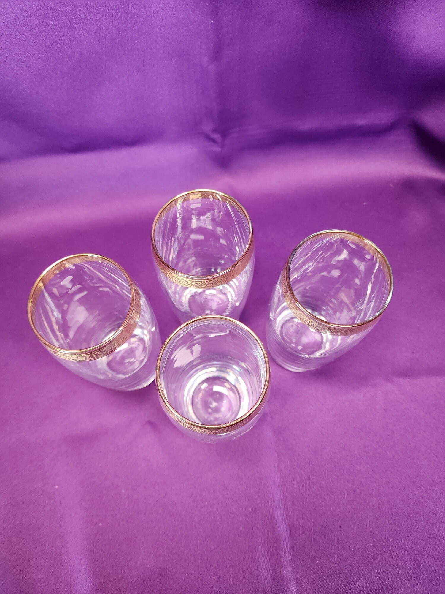60s Gold Rim Drinking Glasses Etsy