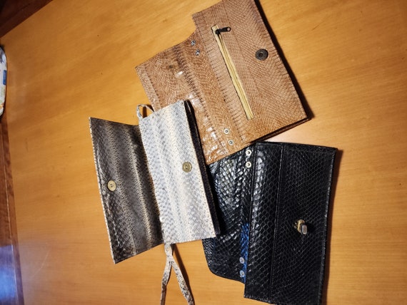 Lot of 3 Vintage Snake Skin Clutch Purses - image 3