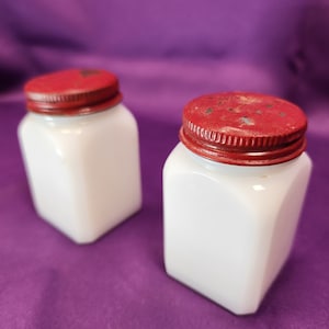 Vintage Milkglass Rustic Salt and Pepper Shakers