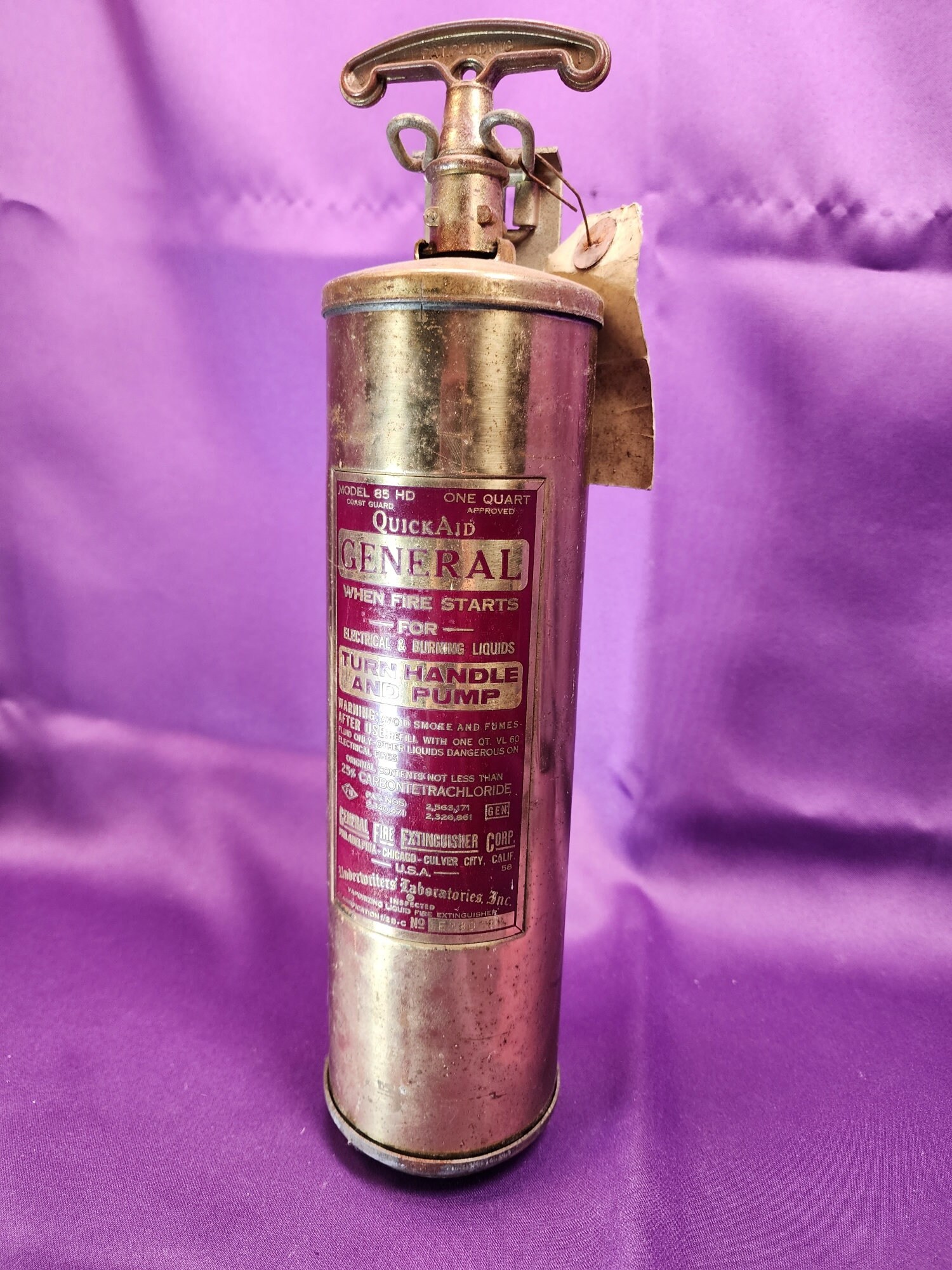 Brass General Fire Extinguisher With Original Bracket Etsy