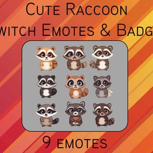 Cute Raccoon Emotes | Twitch Emotes | Discord Emotes | Cute Raccoons | Twitch Badges