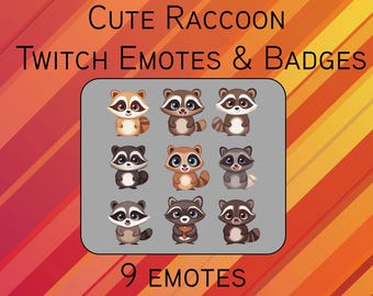 Cute Raccoon Emotes | Twitch Emotes | Discord Emotes | Cute Raccoons | Twitch Badges