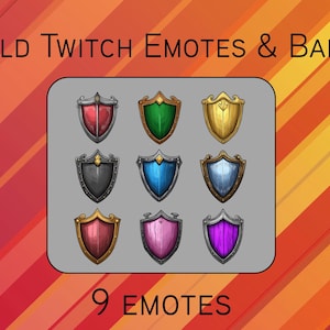 Medieval Shields Twitch Emotes & Badges | Twitch Emotes | Twitch Badges | 9 Emotes | 9 Badges | Shields | Various Colors