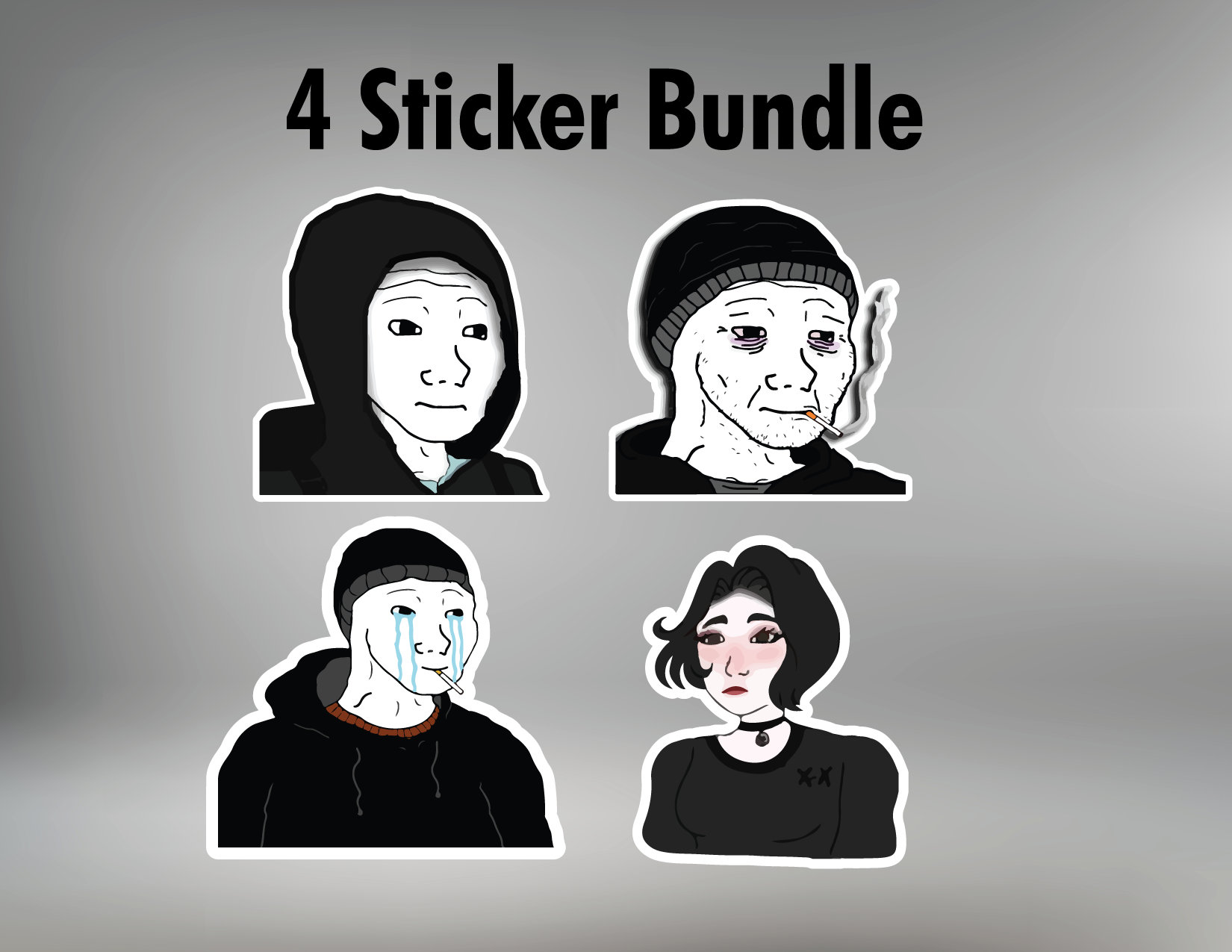 Doomer Wojak Meme Sticker Laminated 