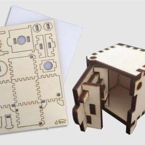 Mini-Safe. Laser cut svg, dxf, cdr eps 3D Puzzle, Laser cut Holz, AI Dateien, Lasermodell, Vektor Laser cut, CNC Cut Datei, dxf Pläne, Datei dxf