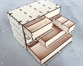 Art and Crafts Organization Compartment Box. Laser cut file svg dxf, laser plans, cnc patterns, cdr files, laser cut plans, cnc vector files