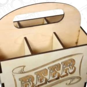 Beer Carrier 6 Bottles. Laser cut file svg, dxf, cdr, eps and  ai files, cnc vector, cnc for laser files, model vector, vector cutting plans