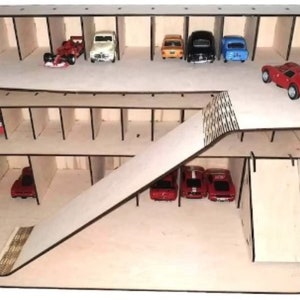 Parkeerplaats voor speelgoedauto's. Vector model svg, dxf, cnc router bestanden, cnc plannen, laser gesneden model, multiplex, cdr, cnc vector bestand, glowforge, cnc gesneden