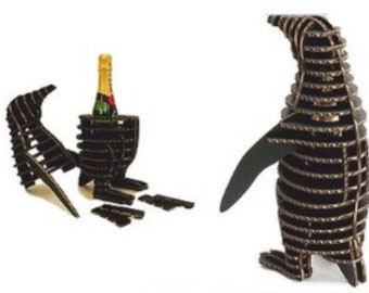 Penguin Bottle Stand. Laser cut file svg dxf cdr, eps files for laser, cnc vector, ai project, laser cutting vector, puzzle cdr, vector plan