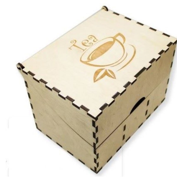 Tea Box. Vector model svg dxf, ai cnc plans, woodworking plans, file cdr, laser model, vector laser cut, cnc cut file, eps plans, svg vector