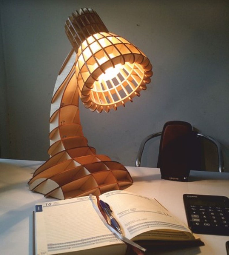 Desk Lamp. Laser cut vector svg dxf, laser cut wood, cnc router files, cut file laser, files for cnc, laser cut patterns, patterns for laser image 1