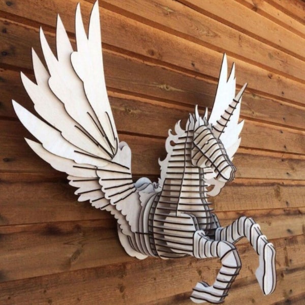 Pegasus. Laser cut file svg, dxf, laser cut wood cnc router files, cnc router, files for cnc, lasercut project, templates cut plan, cnc file