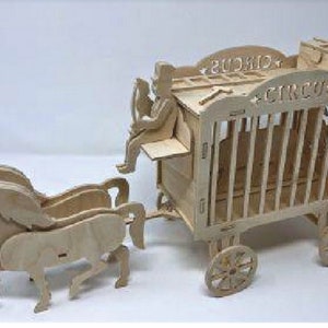 Reizend Circus-bestand. Lasergesneden bestanden svg dxf, lasercut bestand, laser vector, laser bestand, laser gesneden model, multiplex, cdr, cnc vector bestand