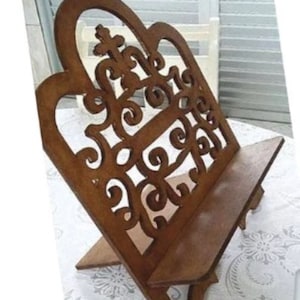 Religieuze Boekenstandaard. Laser-cut svg dxf, ai cnc plannen, houtbewerking plannen, laser gesneden patroon, vector bestanden cnc, cnc laser gesneden, cdr bestanden, cnc